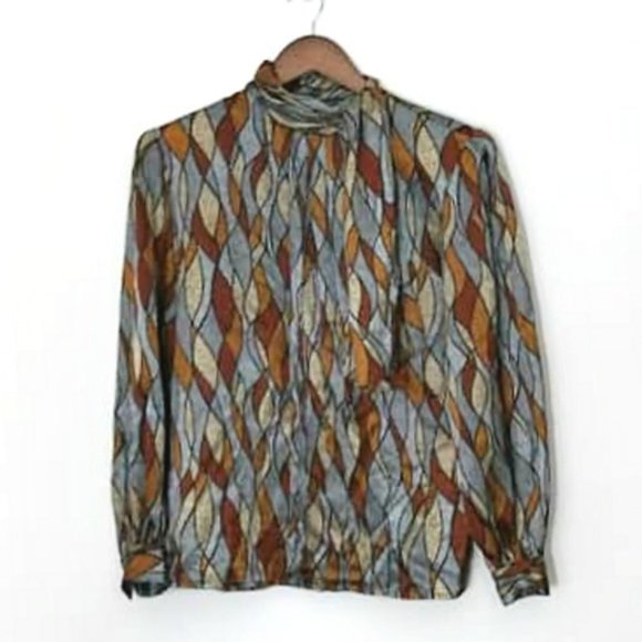 Anne Klein Tops - Vintage Anne Klein Abstract Metallic Print Blouse